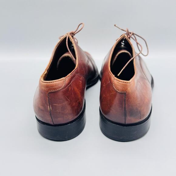 Sanders Shoes Mens 10.5 Brown Leathermade U.K. Oxford Cap Toe Lace Up Dress Vtg main image 10
